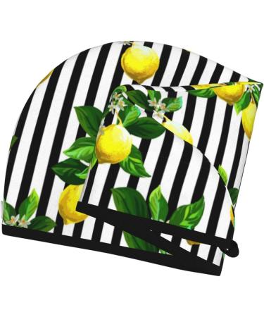 Soft Super Absorbent Lemon Striped Microfiber Hair Towel Wrap for Women - Quick Dry Coral Velvet for Long Curly & Thick Hair - Buy Online on GoSupps.com