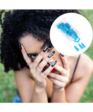 dijiusidy 1 Set Press on Nails Almond Fingernails Stick Solid Color Full Cover Art Decals Salon Supplies DIY Decorations No.9 blue - Buy Online on GoSupps.com