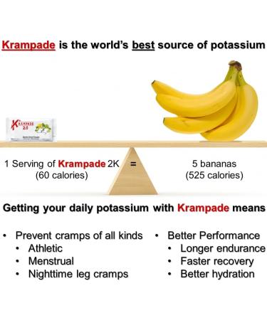 Krampade 2.0 Reduced Sugar Lemon-Lime 2K 2000 mg Potassium 50 mg Magnesium Electrolyte Drink Powder | Cramp Relief Hydration Improved Performance - Buy Online on GoSupps.com