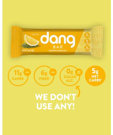Dang Keto Bar | Lemon Matcha | 12 Pack | Keto Certified Vegan Snack | Low Carb, Low Sugar, Gluten Free, Non GMO | 5g Net Carbs, 9g Protein | Plant Based Energy Bar | Pack of 12 - Buy Online on GoSupps.com