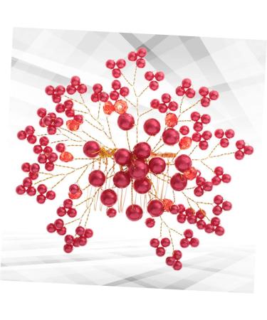 Beaupretty Wedding Hair Comb 1pc bridal hair combs flower hair comb wedding floral hair barrettes bridal veil comb pearl hair side combs hair comb vintage hair comb red hair clip Miss Korean - Buy Online on GoSupps.com