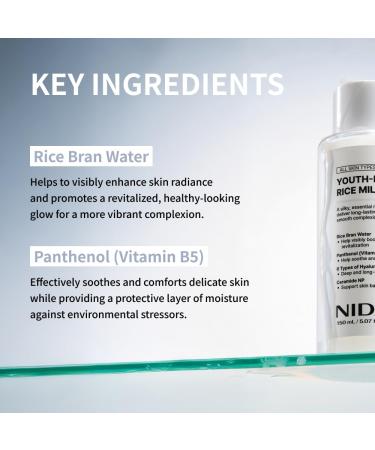 NIDA Youth-boosting Rice Milky Toner, for Glass Skin | Rice Bran Extract, Niacinamide, Ceramide NP, Panthenol | Deep Moisturizing, Hydrating and Refreshing, Korean Skin Care | 5.07 fl. oz., 150ml - Buy Online on GoSupps.com