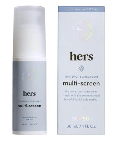 Hers Multi-Screen Hydrating Mineral Sunscreen - Broad Spectrum SPF 50 | 1 fl oz | International Shipping - Buy Online on GoSupps.com