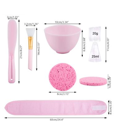 Sonku Face Mask Mixing Bowl Set - DIY Facial Mask Tool Kit with Brush, Spatula, Measuring Spoons, Cup, Sponge, Makeup Headband - Pink - Buy Online on GoSupps.com