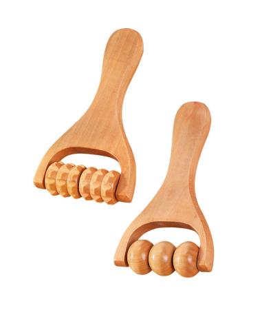 2 pieces massage roller wood triggerpunkt roller body facial scooter with handle legs hands face massage body massage face neck anti-cellulite for gua Sha scraping massage tool - Buy Online on GoSupps.com