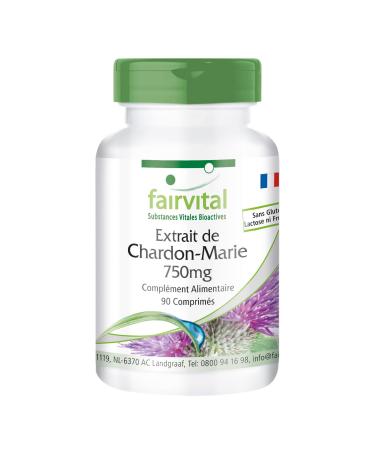 Fairvital | Milk Thistle Extract 750mg - box for 3 months - VEGAN - High dosed - 90 tablets - standardized to 80% silymarin
