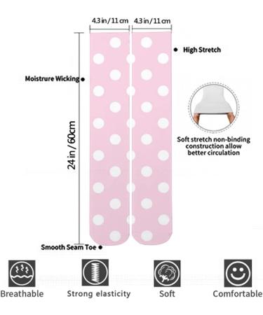 Aiyoolee Vintage Compression Thigh High Crew Socks - Pink & White Polka Dots for Girls | Comfortable & Athletic for Sports, Running, Party - Buy Online on GoSupps.com