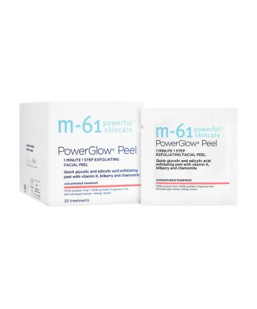 M-61 PowerGlow Peel- 30 Treatments- 1-minute, 1-step exfoliating glow peel with glycolic, vitamin K & chamomile 30 Count (Pack of 1)