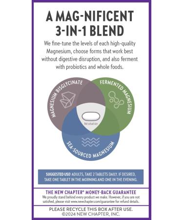 New Chapter Magnesium Complex Supplement 325mg with Magnesium Glycinate + Sea-Sourced + Fermented Forms for Heart Bone Nerve Muscle & Cellular Energy 100% Vegan 60 Tablets 60 Count (Pack of 1) - Buy Online on GoSupps.com
