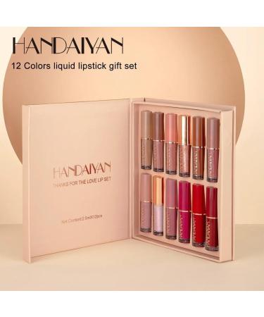 12Pcs Matte Liquid Lipstick Set - Long Lasting Waterproof Lip Gloss for Girls & Women | Perfect Gift Kits in Nude & Dark Red - Buy Online on GoSupps.com