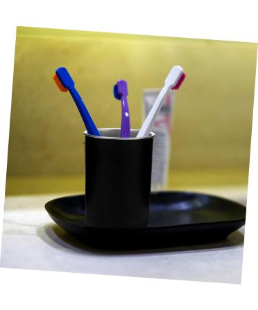 Alipis Stainless Steel Mouthwash Cup - Reusable Rustproof Bathroom Cup for Students | Double Layer Toothbrush & Toothpaste Holder - 12x8cm Black - Buy Online on GoSupps.com