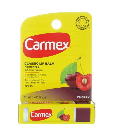 Carmex Cherry Flavor Moisturizing Lip Balm Stick SPF 15 - Hydrating Lip Care for All Skin Types - Protect & Nourish Your Lips - Buy Online on GoSupps.com