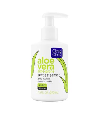 Clean & Clear Aloe Vera Gentle Facial Cleanser for Acne-Prone & Sensitive Skin, Oil-Free Daily Face Wash with Aloe Vera, Vegan, No Animal Testing, Paraben-, Soap- & Dye-Free, 7.5 fl. oz