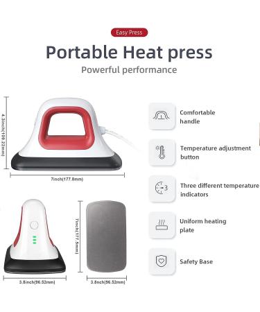 7x3.8 Heat Press Machine for T-Shirts, Shoes, Bags, Hats & HTV Vinyl Projects | Portable Iron Press for Heating Transfers - Red - Buy Online on GoSupps.com