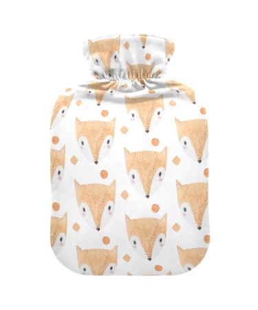 Hot Water Bottles with Cover Foxes Watercolor Hot Water Bag for Pain Relief for Women Girls Kids Foot and Bed Warmer 2 Liter