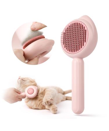 Cat Brush for Grooming Baytion Cat Brush Self Cleaning with Release Button for Short or Long Haired Cats Kitten Cat Grooming Hair Brush Comb Massage to Remove Loose Fur Tangles & Dirt