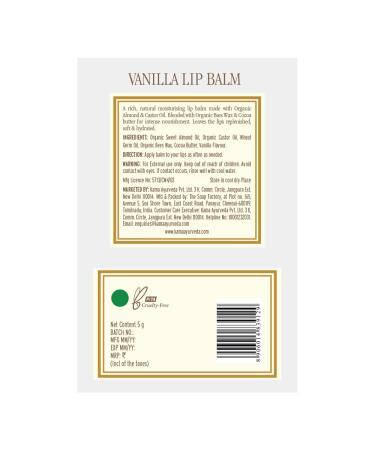 Kama Ayurveda Vanilla Lip Balm 5G - Nourishing & Natural Lip Care for Soft Lips - Buy Online on GoSupps.com