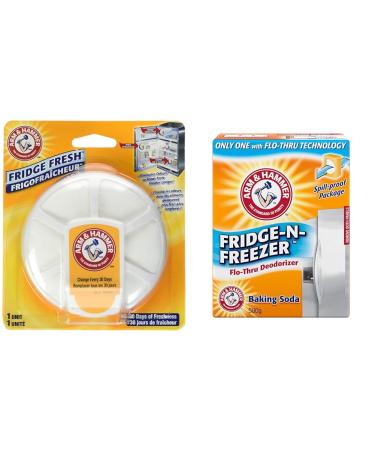 ARM & HAMMER Fridge Fresh Baking Soda Deodorizer 30 Days of Freshness & Baking Soda Fridge-N-Freezer Baking Soda Deodorizer 500 g