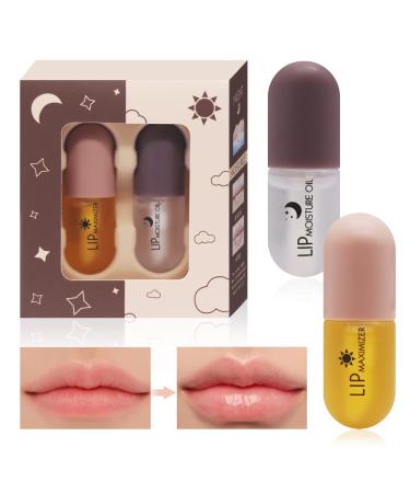 Natural Lip Plumper Gloss Filler 2 in 1 Lip Balm Lip Plumping Gloss Lip Plumper Hydrates and Reduces Lip Wrinkles Leaving Lips Fuller and Hydrated