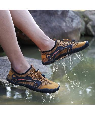 Men's Aqua Shoes | Fast-Drying Water Shoes for Kids & Adults | Non-Slip & Barefoot Beach Footwear - EU 41 Brown - Buy Online on GoSupps.com