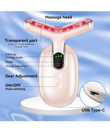 Neck Face Massager Device - Multifunctional Facial Massager for Skin Care & Double Chin - Vibration & Thermal Electric (Pink Silver) | International Shipping Available - Buy Online on GoSupps.com