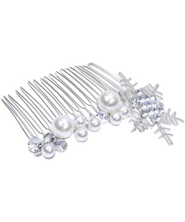 Beaupretty Wedding Hair Comb Pearl Vintage Bridal Hair Side Comb Snowflake Rhinestone Flower Hair Accessories Pieces for Women(Silver) - Buy Online on GoSupps.com