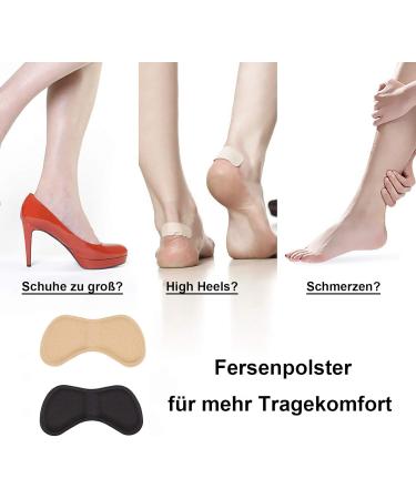 10 Pairs Self-Adhesive Sponge Heel Cushions - Black & Beige | Comfort Shoe Inserts for Heel Protection - Buy Online on GoSupps.com