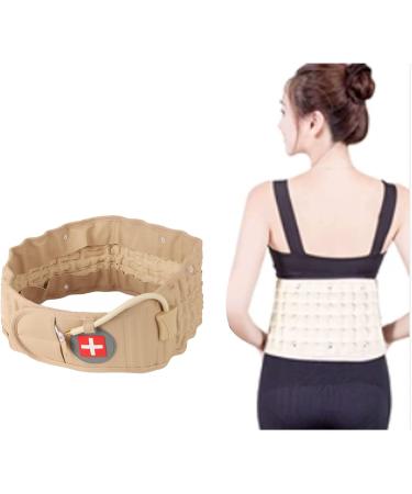 Hztyyier Inflatable Lumbar Traction Belt - Soft Cotton Decompression Support for Men 29 Gas Columns Khaki Color - Buy Online on GoSupps.com