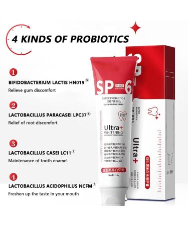 SP-6 Ultra Whitening Toothpaste - Probiotic Brightening & Deep Cleaning Care (1PC Red) - Buy Online on GoSupps.com