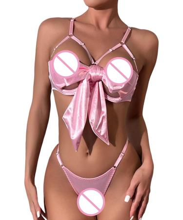 Plus Size Carrier Undershirt with Flower Pattern Lingerie | Spaghetti Strap Baby Doll Nightwear for Curvy Women Comfortable Open Crotch Design in Black & Pink - Buy Online on GoSupps.com