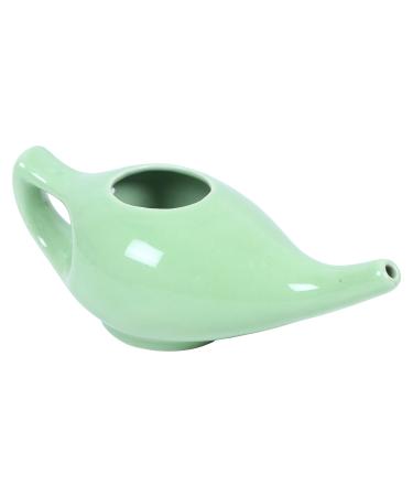 WHOLELIFEOBJECTS Leak Proof Durable Porcelain Ceramic Neti Pot Hold 300 Ml Water Comfortable Grip | Microwave and Dishwasher Safe eco Friendly Natural Treatment for Sinus and Congestion - Green