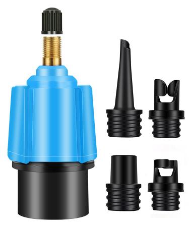 Inflatable SUP Pump Adaptor Air Pump Converter with 4 Standards Conventional Air Valve Attachment for Inflatable Boat, Stand Up Paddle Board,Kayak Dinghy, Inflatable Bed Blue
