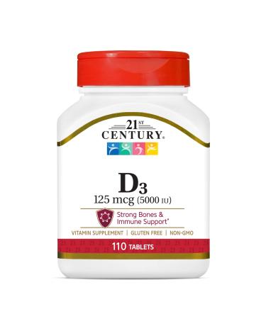 21st Century Vitamin D3 125 mcg (5000 IU) 110 Tablets