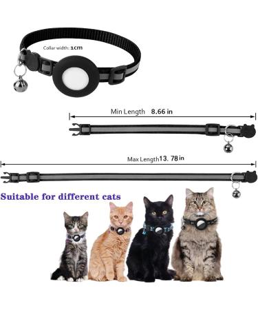 Reflective Airtag Cat Collar with Bell | Waterproof Holder | Apple Airtag Compatible - Black - Buy Online on GoSupps.com
