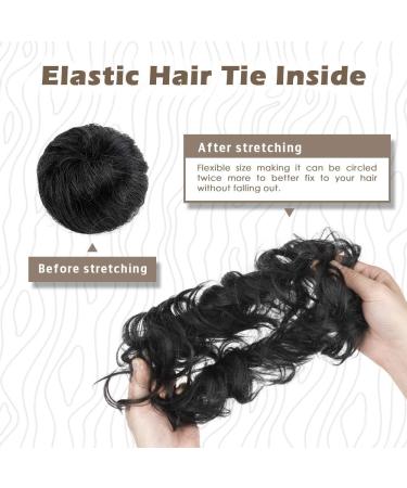 BARSDAR 100% Real Hair Extensions - Curled Messy Bun Hair Tie & Hair Part for Women - 1# Black 1 Piece - Buy Online on GoSupps.com