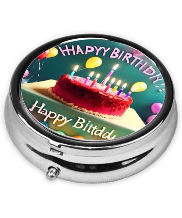 Happy Birthday Beautiful Round Pill Box | 3 Compartment Travel Organizer | Portable Pill Box for Easy Travel - Buy Online on GoSupps.com