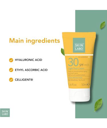SkinLabo - Face Cream SPF 30 Protects from UVA and UVB Rays Prevents Photoaging and Dark Spots Antioxidant Action with Hyaluronic Acid Ethyl-Ascorbic Acid - 50 ml - Buy Online on GoSupps.com