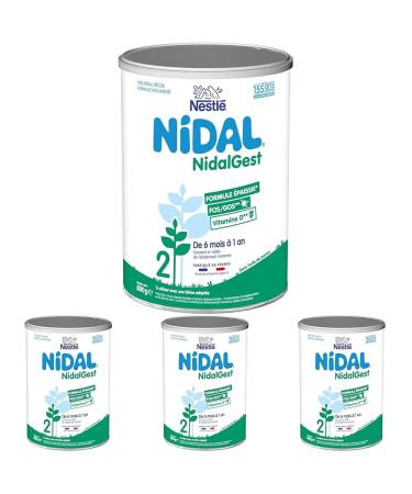Nestl Nidalgest 2 Lait b b 2 me ge en poudre de 6 12 mois - Formule paissie - Bo te de 800g (Lot de 4) Nestl Nidal Plus 2 800 g (Lot de 4)