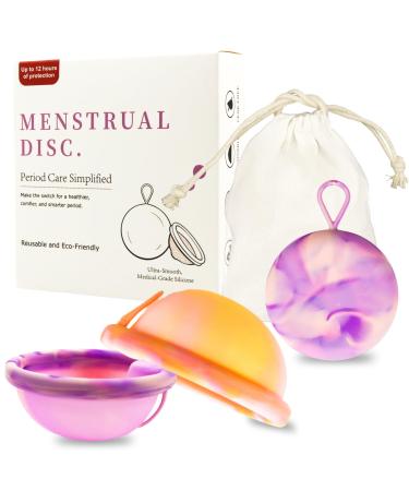 Menstrual disc set with 1 menstrual disc m+1 menstrual disc l+silicone container disc+storage bag+manual reusable discs for all currents safe for sports and swimming - Buy Online on GoSupps.com