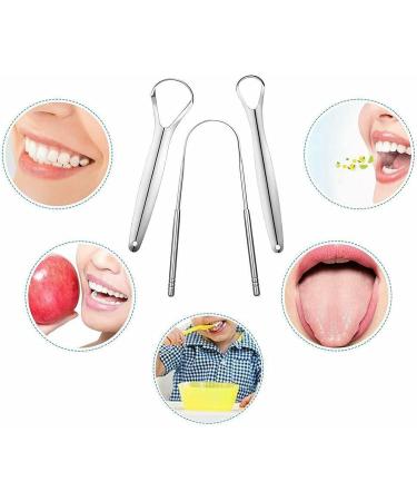 Kimiss Stainless Steel Tongue Cleaner Set - 3 Portable Tongue Care Tools for Oral Hygiene - Buy Online on GoSupps.com