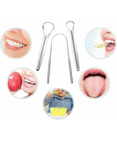 3PC Stainless Steel Tongue Scraper Set - Portable Oral Care Tools for Bad Breath & Dental Hygiene - Buy Online on GoSupps.com