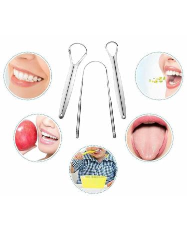3 PCS Portable Stainless Steel Tongue Scraper Set - Oral Care Tools for Bad Breath Relief & Hygiene - Buy Online on GoSupps.com