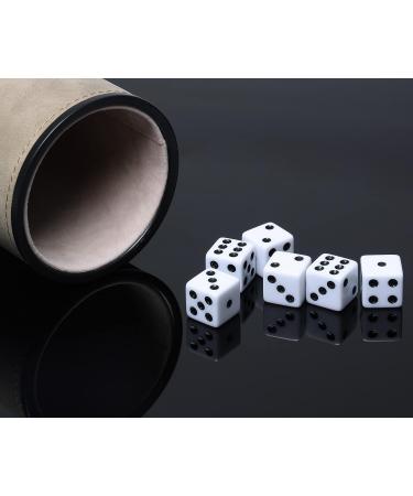 Leatherette Dice Cup with 6 White Dices - Felt-Lined Quiet Shaker for Yahtzee, Farkle, Liars Dice - Premium Gaming Set - Buy Online on GoSupps.com