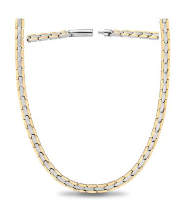MagnetRX Titanium Magnetic Necklace Magnetic Necklace (Gold-Silver 55 cm) Silver Gold 21.5 Inches - Buy Online on GoSupps.com
