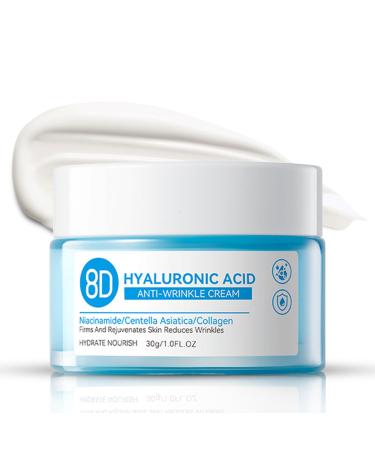 8D Hyaluronic Acid Moisturizer - Anti Wrinkle Cream - Facial Creams & Moisturizers Long-Lasting Hydration - Face Moisturizer for Women Men Firming Skin - Hydrating Face Cream Absorbs Well