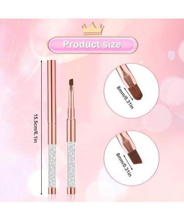 2pcs Nail Art Clean Up Brushes - Rose Gold Metal Rhinestone Handle - DIY Design & Polish Mistake Cleaning - Nail Cleaning Brush - Buy Online on GoSupps.com
