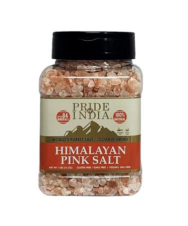 Pride Of India - Dark Himalayan Pink Salt Crystals w/ 84+ Natural Minerals Coarse 4-5mm - 1 Pound (16 oz) Dual Sifter Jar - Use in Cooking and in Grinders - Superb Value - Authentic Strong Flavor