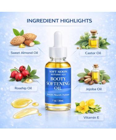 Soft Moon Botanicals Booty Softening Body Oil Lightweight Moisturizing for Dry Skin Non-Greasy Daily Care Caribbean Escape Scent 1 oz - Buy Online on GoSupps.com