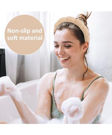 Puffy Spa Headband 2-Pack for Women and Girls - Terry Towel Fabric Hair Band for Skincare, Makeup Removal, Face Washing, Shower - Beige & Light Coffee - Buy Online on GoSupps.com