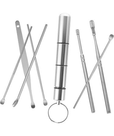 Healvian Ear Cleaning Kit - Set of 4 Stainless Steel Ear Picking Spoons - Silver Rotary Tool (10X1.5CM) - 4 Sets Included - Buy Online on GoSupps.com